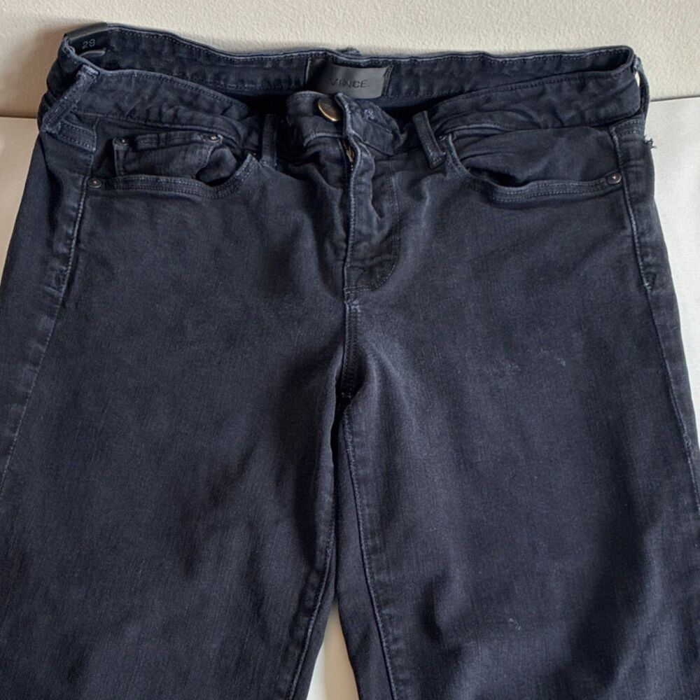 Vince Black Denim Jeans Women's Stretch Solid 5-Pocket Button Zip Pockets